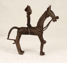 Handcrafted Tribal Art Horse with Rider Made of Brass from Bengal