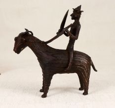 Vintage Dark Finish Brass Sheep with Rider for Home Decor