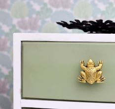 Handmade Solid Golden Brass Frog Cabinet Knob