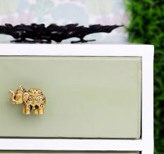 Handmade Modern Golden Brass Elephant Drawer Knob