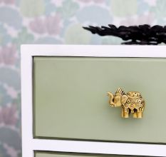 Handmade Modern Golden Brass Elephant Drawer Knob
