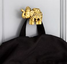 Handmade Golden Brass Elephant Wall Hook