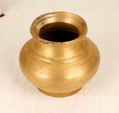 Elegant Brown Handcrafted Brass Holy Water Pot from Gujarat