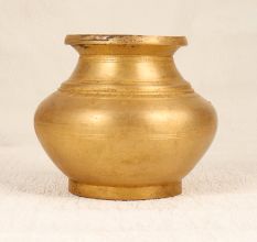 Elegant Brown Handcrafted Brass Holy Water Pot from Gujarat