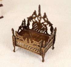 Handmade Vintage Brass God Bed Singhasan for Prayer Room