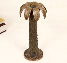 Vintage Handmade Brass Palm Tree Candle Stand for Decor