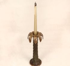 Vintage Handmade Brass Palm Tree Candle Stand for Decor