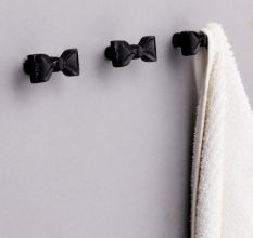 Handcrafted Black Iron Bow Modern Wall Hooks-3 Pieces