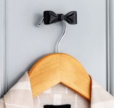 Handcrafted Black Iron Bow Modern Wall Hooks-3 Pieces
