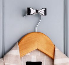 White and Black Iron Bow Modern Wall Hooks-3 Pieces