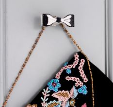 White and Black Iron Bow Modern Wall Hooks-3 Pieces