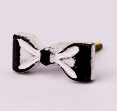 White and Black Iron Bow Modern Wall Hooks-3 Pieces