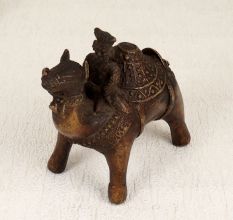 Fine Art Brass Camel Statue with Rider in Central India Art