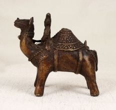 Fine Art Brass Camel Statue with Rider in Central India Art