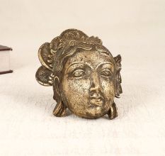 Handmade Vintage Brass Parvati Head Plate for Prayer Room