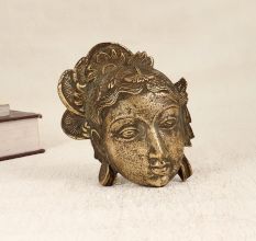 Handmade Vintage Brass Parvati Head Plate for Prayer Room