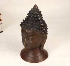 Brown Finish Handmade Buddha Head Statue Made of Brass