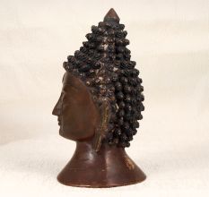 Brown Finish Handmade Buddha Head Statue Made of Brass