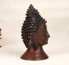 Brown Finish Handmade Buddha Head Statue Made of Brass