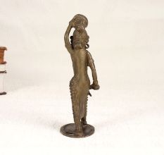 Tribal Art Brass Statue of Lady Carrying Crop for Decoration