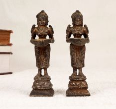 Handcrafted Finest Brass Deep Lakshmi Statue in Set of 2