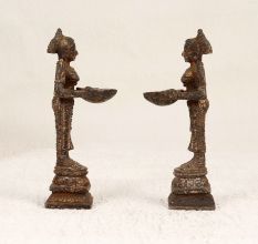 Handcrafted Finest Brass Deep Lakshmi Statue in Set of 2