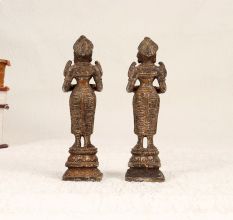Handcrafted Finest Brass Deep Lakshmi Statue in Set of 2