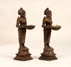 Handcrafted Finest Brass Deep Lakshmi Statue in Set of 2