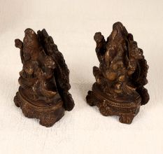 South Indian Brass Lord Ganesha and Goddess Lakshmi in Pair