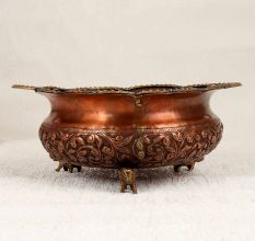 Beautiful Engraved Copper Brass Urli for Home & Office Decor
