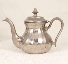 Used Handmade Brass Kettle with Nickel Plated for Decor