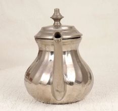 Used Handmade Brass Kettle with Nickel Plated for Decor