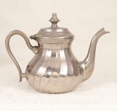 Used Handmade Brass Kettle with Nickel Plated for Decor