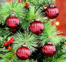 12 Pieces Glass Red Christmas Ornaments For Tree Decoration