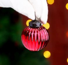 12 Pieces Glass Red Christmas Ornaments For Tree Decoration