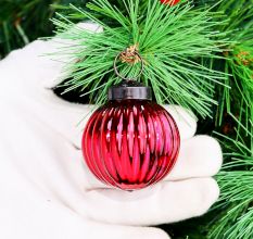 12 Pieces Glass Red Christmas Ornaments For Tree Decoration