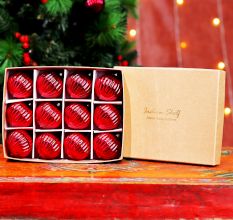 12 Pieces Glass Red Christmas Ornaments For Tree Decoration