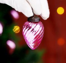 12 Pieces Glass Pink Pinecone Christmas Ornaments For Tree Decoration