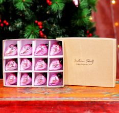 12 Pieces Glass Pink Pinecone Christmas Ornaments For Tree Decoration