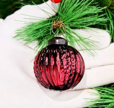 12 Pieces Glass Burgundy Christmas Ornaments For Tree Decoration
