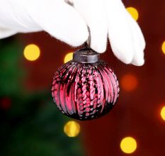 12 Pieces Glass Burgundy Christmas Ornaments For Tree Decoration