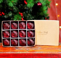 12 Pieces Glass Burgundy Christmas Ornaments For Tree Decoration