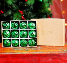 12 Pieces Decorative Glass Green Christmas Ornaments For Tree Decoration
