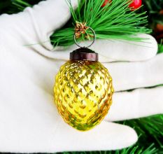 12 Pieces Decorative Glass Golden Christmas Hanging Ornaments