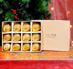 12 Pieces Decorative Glass Golden Christmas Hanging Ornaments