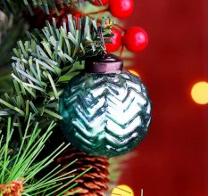 12 Pieces Modern Glass Sky Blue Christmas Ornaments For Tree Decoration