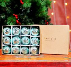12 Pieces Modern Glass Sky Blue Christmas Ornaments For Tree Decoration