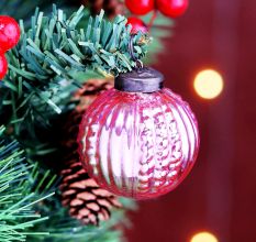 12 Pieces Pink Glass Christmas Ornaments For Tree Decoration