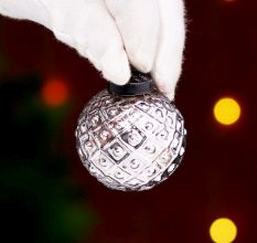 12 Pieces Modern Glass Silver Christmas Ornaments For Tree Decoration