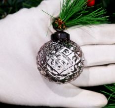 12 Pieces Modern Glass Silver Christmas Ornaments For Tree Decoration